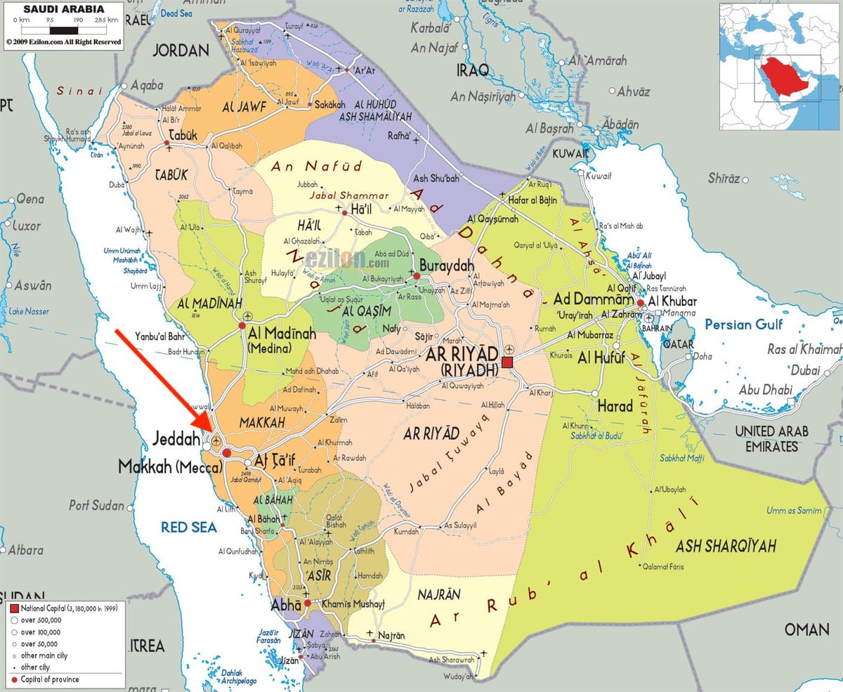 Mapa dos aeroportos de Meca (Makkah)