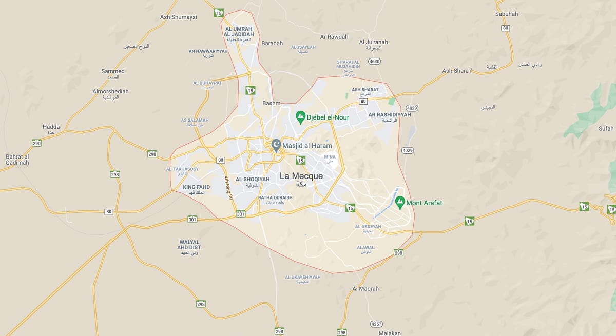 Mapa de estradas de Meca (Makkah)